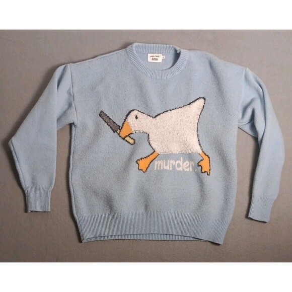 Aelfric Eden Men's Medium Blue Murder Goose Knit Pullover Sweater